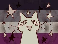 an image of a cat with stars on it's head and eyes in the background