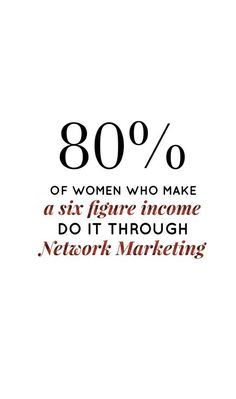 a white background with the words 80 % of women who make a six figure income do it through network marketing