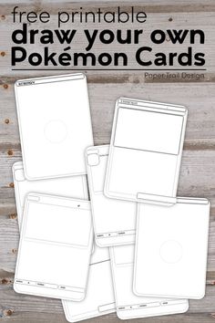 the free printable pokemon card game is shown in four different positions, including one for each