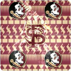 the florida state university logo is shown on a red and white background with gold accents