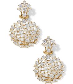 From Nadri, these earrings feature:Drop earrings18k gold  plated brassCZ 19.54ct.Omega post clip closureApprox. 1.675" length Imported. Gold Drop Earrings, Crystal Cluster, Dillard's, Accessories Jewelry, Concept Design, 18k Gold, Gold Plate, Fine Jewelry, Sparkle