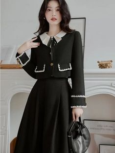 Women Short Coat, Long Pleated Skirt, Short Coats Women, Dresses Autumn, Diy Clothes Design