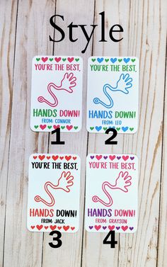 four stickers that say, you're the best hand down and you're the best hands down