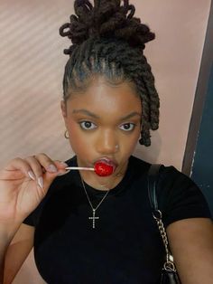 Homecoming Locs Hairstyles, Retwist Locs Style Female, Females With Dreads Locs, Loc Women Hairstyles, Locs Bleached Tips, Locs Shoulder Length Styles, Dreadlocs Styling Ideas For Women, Loc Hairstyles For Short Hair, Loc Side Ponytail