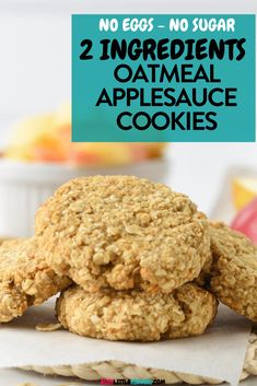 two ingredient oatmeal applesauce cookies stacked on top of each other