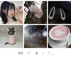 there are several pictures with different things to see in the photo, including coffee and cat hair clips