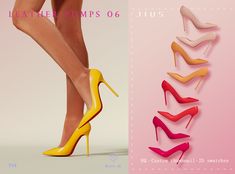 there are two pictures of high heeled shoes on the left and one is in different colors