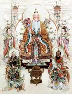 Lao Tzu Taoism, Chinese Traditional Art, World Mythology, Art Chinois, Chinese Art Painting, Temple Art