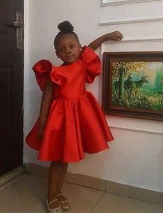 Handmade beautiful baby girl dress Ships worldwide from Nigeria Kindly start an etsy conversation with me for more enquiries. Mikado Styles For Kids, Children Gown Styles, Mikado Silk Dress, Silk Baby Dress, Green And Gold Party, Red Dresses For Kids, Children Wears, Childrens Party Dresses, Mikado Silk