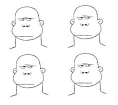 four different facial expressions on the face of a man