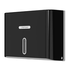 a black wall mounted paper towel dispenser