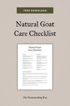 Natural Goat Care Checklist Free Printable