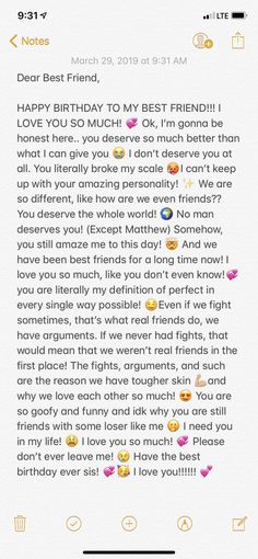 a text message that reads dear best friend, happy birthday to my best friend i love you so much