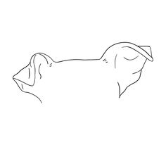 a black and white drawing of a dog's head