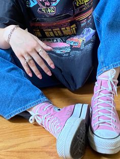 Pink Converse High-top Sneakers Sporty Style, Pink Converse Sneakers For Streetwear, Converse One Star Pro Pink, Dark Pink Converse, Pink One Star Converse, Matching Converse, All Star Outfit, Nails Matching