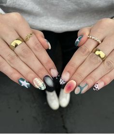 Crazy Cute Nails, Nails For Spain, Ahs Nails, French Waltz, Nails 23, Mix Match Nails, Teen Nails, Nail Board, Hello Nails