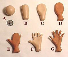 several different types of hand and foot shapes on a white surface with the letters abc, c, d, e, f