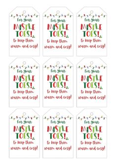 six christmas gift tags with words on them