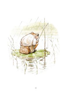 an old man is fishing in the water