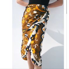 Zara Skirt Zara Long Skirt For The Beach, Zara Long Skirt For Beach, Zara Midi Skirt For Beach, Yellow Long Skirt For Vacation, Yellow Beach Skirt For Summer, Beach Season Yellow Vacation Skirt, Casual Yellow Zara Skirt, Zara Brown Skirt For Spring, Zara Yellow Bottoms For Vacation