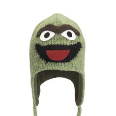 Sesame Street - Oscar Head Kids Peruvian Knit Hat Peruvian Knit Hats Old Glory OS Light Green Novelty Green Adjustable Hat, Adjustable Green Novelty Hat, Green Knit Cap, Fun Green Hat For Outdoor, Green Outdoor Hat, Fun Green Outdoor Hat, Green Wool Cap, Green Knitted Hat, One Size Fits Most, Handmade Playful Green Hats