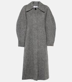 Wool-blend coat in grey - Ganni | Mytheresa Taylor Tomasi Hill, Over Coat, 30s Fashion, Fantasy Gowns, Alpaca Wool, Smart Casual, Alpaca