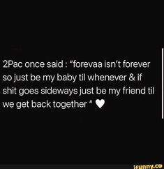 two people standing next to each other in front of a black background with the words, 2pac once said'forever isn '