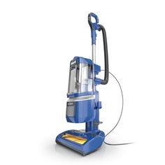 a blue vacuum cleaner on a white background