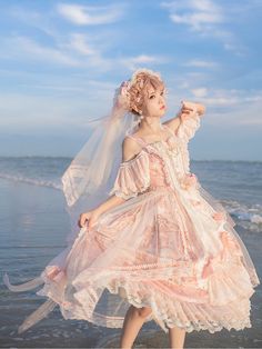 Angel Costume Diy, Dress Designs For Girls, Big Floral, Designer Party Dresses, Lolita Outfits, Angel Dress, Overlay Skirt, Flounce Skirt, Kawaii Dress