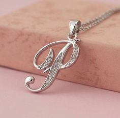 Initial Necklace P, P Necklace Letter, P Initial Necklace, P Necklace, P Initial, Initial P, P Letter, Sterling Silver Initial Necklace, Silver Initial Necklace