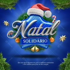 a christmas card with the name natad solido on it, surrounded by fir trees