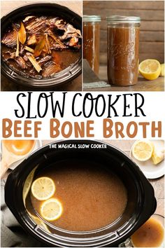 this slow cooker beef bone broth is the perfect way to use it for dinner