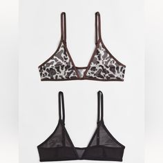 2-Pack Mesh Bra Set In Us - Small Mesh Bra, Bra Set, Women's Intimates, 2 Pack, Black And Brown, H&m, Mesh, Bra, Women Shopping