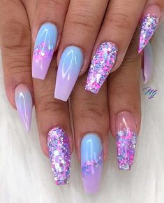 These fabulous nail art designs are super unique and glamorous, these will give you the trendy looks and give your nails a whole new... Sns Nails Designs Ideas Summer, Spring Nail Dip Designs, Blue And Pink Glitter Nails, Square Dip Nail Designs, Nails Acrylic Blue And Pink, Ombre Gel Nails Summer, Acrylic Nails Blue Design, Vacation Nails Beach Mexico Acrylic, P!nk Concert Nails