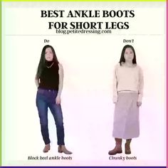 Many women with short legs worry that ankle boots will make their legs appear shorter, but there are tips and tricks to help you wear them stylishly. Best Ankle Boots, Short Legs, Chunky Boots, Ankle Boots, Wardrobe, Boots, How To Wear