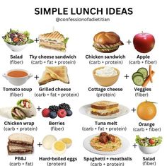 an image of lunch menus with different foods