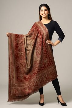 "Item Description Item - 1 PC Wool Reversible Kullu Shawl Fabric - Wool Pattern :- Floral Weight - : 0.380 Kg (Approx) Size : 80\" x 40\" Inches ( 203 X 101 Cm) (Approx) Wash Care - Dry Clean / Hand Wash in Cold Water Product Description * Beautiful Designs, made From Rare High Quality Materials. Each Piece is A Testimony To Superior Craftsmanship And Skillful Weaving. Used :- Shawl, Meditation Wrap, Winter Blanket, AC Throw, Kullu - Khaddi weave inspired from the design language of the traditio Luxury Jamawar Shawl With Zari Weaving, Traditional Jamawar Scarves For Winter, Pashmina Scarves With Motifs In Traditional Drape, Traditional Winter Jamawar Scarves, Traditional Pashmina Scarves For Winter, Traditional Festive Winter Scarves, Traditional Winter Festive Scarves, Traditional Jamawar Dupatta Scarf, Jamawar Dupatta With Traditional Drape