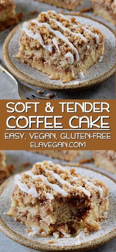 soft and tender coffee cake made with easy, vegan gluten free ingredients