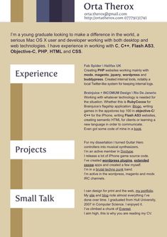 a professional resume with an interesting font and color scheme for the cover letter, which is also