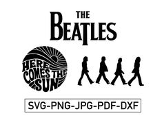 the beatles's silhouettes are shown in black and white