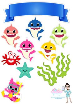 an assortment of cut outs with different types of sea animals