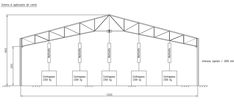 an image of a building with measurements for the roof and side walls, as well as details