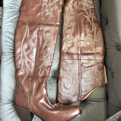 New Never Worn Thigh High Boots. Fits Like A 8 Thigh High Cowboy Boots, High Cowboy Boots, Thigh High Boots, Thigh High, Over The Knee Boots, Thigh Highs, Over The Knee, High Boots, Knee Boots