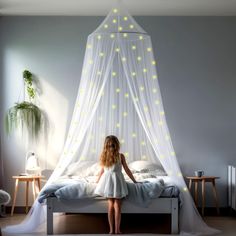 PRICES MAY VARY. Polyester 67 GLOW IN THE DARK STARS! Light up your bedroom with our canopy bed curtains. Let stars absorb light, make room completely dark and enjoy the galaxy! GIRLS ROOM DECOR! Our decorative canopies are designed with one overlapping opening for ease of entrance and provide a luxurious or cozy bedroom atmosphere. SETUP IN SECONDS! Free hanging kit included, hang the bed canopy in seconds with the adhesive ceiling hook. Our canopy size is 400 x 90 x 22 inch, weighs 0.9 lb and Net Room, Bedroom Tent, Hanging Bed Canopy, Princess Canopy Bed, Girls Bed, Bed Hanging, Canopy Bed Curtains, Galaxy Lights, Bed Tent