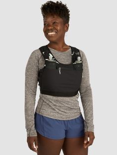 Carry all your essentials with the highly breathable Ultimate Direction Xodus Vesta women's hydration vest. It's loaded with pockets—including hydration storage—to prepare you for the trail ahead. Functional Activewear With Pockets, Sleeveless Nylon Activewear For Outdoor Activities, Nylon Activewear With Functional Pockets, Functional Nylon Activewear With Pockets, Black Athleisure Vest For Outdoor Activities, Functional Hiking Vest, Functional Nylon Workout Vest, Breathable Functional Vest For Outdoor Activities, Functional Breathable Nylon Vest