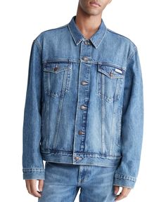 in stock Classic Icon, Jacket Collection, Denim Trucker Jacket, Denim Jeans Men, Denim Jacket Men, Calvin Klein Men, Trucker Jacket, Blue Denim Jeans, Modern Man