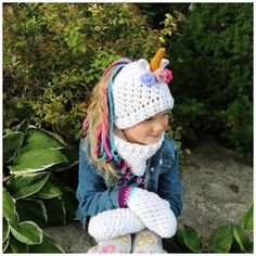 Unicorn Ponytail Hat Set Unicorn Ponytail, Crochet Patterns For Kids, Crocheted Unicorn, Girly Costumes, Patterns For Kids, Unicorn Hat, School Prep, Crochet Kids Hats, Cute Ponies