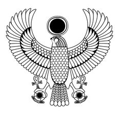 an egyptian bird with wings spread out and two heads in the shape of a circle