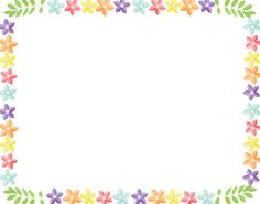 a colorful flower border with leaves and flowers on the edges, in pastel colors