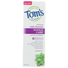 TOMS OF MAINE Toms Of Maine Whole Care Spearmint Anticavity Toothpaste, 4 Oz Sodium Bicarbonate, Oral Care, 6 Pack, Maine